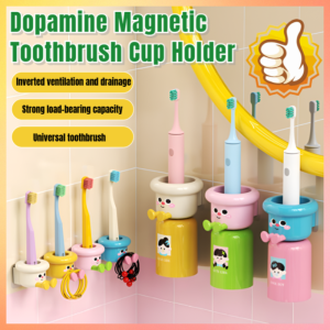 New Toothbrush Rack Magnetic Mouthwash Cup Wall-mounted Punch-free Electric Toothbrush Toothpaste Storage In A Variety Of Cute And Bright Colors 多巴胺磁吸牙刷杯架