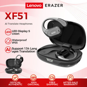 Lenovo ERAZER XF51 AI Translator Earbud Wireless Earphone AI Smart Real-Time Translation Bluetooth 5.4 With LED Display Wirelss Earbuds With Mic Waterproof IPX5