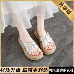 [Free Shipping] Thick-Soled Silver Sandals For Women Summer Outdoor Wear 2025 New Style Suitable For Pairing With Dresses Casual Beach Flip-Flops