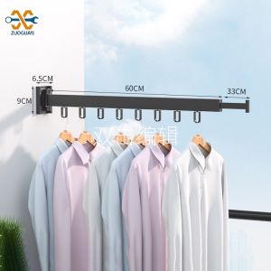 ZUOGUANราวตากผ้าอลูมิเนียมอัลลอยราวตากผ้าพับได้ระเบียงกลางแจ้งชั้นตากแบบเรียบง่ายไม่มีการเจาะ