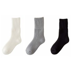 WENSH 3Pairs Plush Thicken Warm Socks Autumn Winter Simple Cashmere Socks Men Basic Mid Tube Thermal Wool Socks Autumn Winter