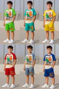 SETELAN ANAK KARAKTER KAOS LENGAN PENDEK BAHAN KATUN ADEM WARNA RANDOM READY USIA 3 BLN-10 THN