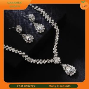 ❣️❣️❣️ Fashion Simple Water Drop Crystal Rhinestone Necklace Earrings For Women Wedding Bride Light Luxury Jewelry Sets Accessories