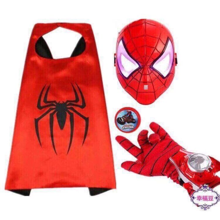 Bộ trang phục và đồ dùng hóa trang thành siêu anh hùng Spider man cho bé trai từ 3 đến 8 tuổi - Sét siêu nhân nhện 3 món có đèn độc đáo, cho bé thỏa sức vui đùa trong nhà, ngoài trời - KHUYẾN MÃI SỐC