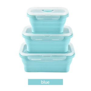 KONCO  Silicone Lunch Box Portable Collapsible Folding Food Storage Container  Leakproof Lunch Box Kitchen Microwave Dishwasher and Freezer Safe 3Pieces