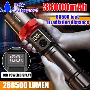 [100000 lumens] led flashlight 50000mAh Irradiate 8000 meters away zoom flashlight rechargeable flashlight led flashlight  high power led Flashlights portable flashlight torchlight lampu suluh 手电筒