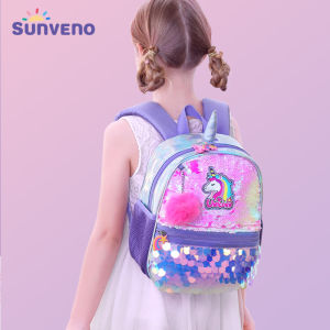 Sunveno Childrens Backpack for Girls Pre-School Bag for Kindergarten Elementary - Reversible SequinUnicorn Lightweight Gift2026