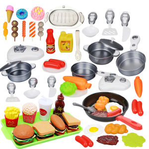Pretend Playset Kitchen Cooking Toys for Kids Girls Role Play Toy with Every Food Group Birthday Party Gift Toy