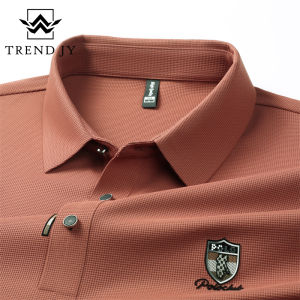 TREND JY-JY8381เสื้อโปโลธุรกิจแขนสั้นผู้ชาย ผ้าลื่นใส่สบายไม่ต้องรีด เสื้อกาวไร้ร่องรอยเรียบง่าย สีส้ม/สีขาว/สีเขียวเข้ม
