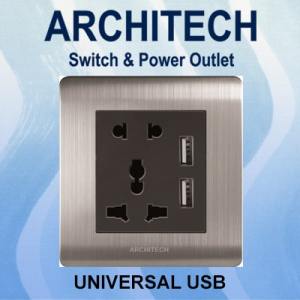 ARCHITECH PLATINUM B9-C06U SILVER Stop Kontak - Colokan Universal USB