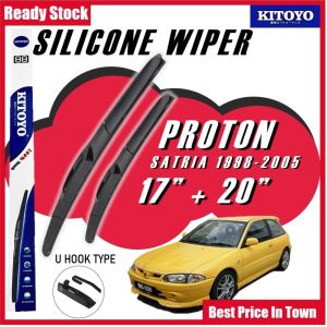 KITOYO Premium Nano Silicone Car Wiper Windshied For Proton Satria 1998 1999 2000 2001 2002 2003 2004 2005pengelap kereta 雨刮 17 Inch + 20 Inch Hujan