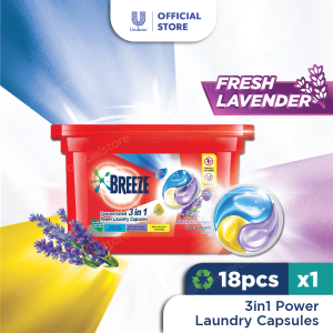 Breeze Fresh Lavender 3-in-1 Power Laundry Capsules 18s