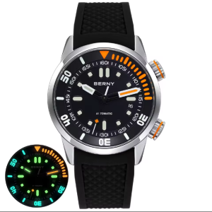BERNY 20Bar Diver Men Mechanical Watch Miyota 8215 Super Luminous Sapphire Swiming Automatic Self Wind Silicone Men Wristwatch