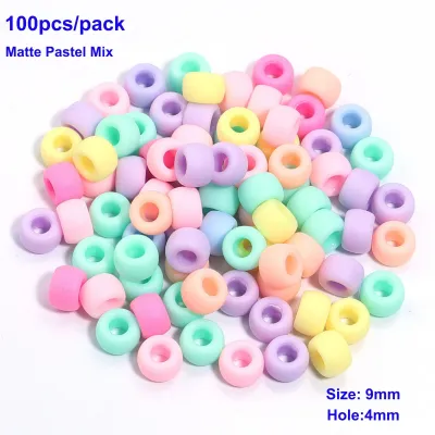 DIY Blingz Matte Pastel Macaroni Big Hole Bead Spacer Acrylic Beads Round Tube Wheel Donut Assorted for Paracord Loops Keychain Mix Color Bead for DIY Handmade String Beaded Necklace Bracelet Earrings Jewelry Accessories Mix Charm Making Beading Material