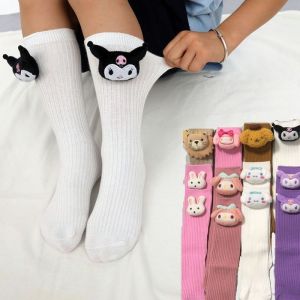 Sanrio Hello Kitty Kuromi Cinnamoroll Children Dolls Socks Pompompurin New Cartoon Student Stockings Cute Girls Home Warm Socks