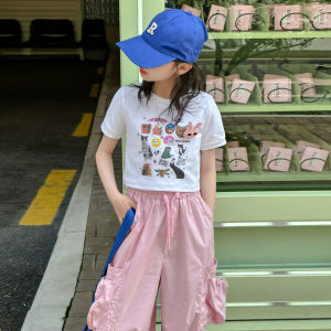 2025 New Cargo Pants for Kids Girl Star Towel Embroidery Baggy Pants for Kids Girl Fashion Cargo Pants 7-16Yrs