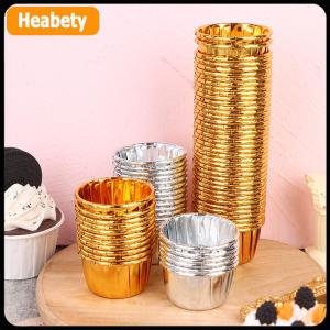 【2-3 days delivery】 50pcs mini cupcake Foil Cupcake Wrapper Paper Gold Silver Cupcake Baking Cups