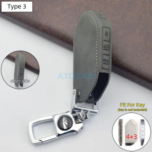 SDSgGray Leather Car Key Cover Bag For Kia 2024 EV3 EV9 K5 K8 Carnival Sorento Hybrid 2025 Smart Keyless Entry Remote Fob Shell CaseHJO