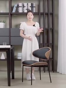 Solid Wood Dining Chair Vintage Nordic Dressing Chair Backrest Light Luxury Office Minimalist Stool Chair Dining Desk Study