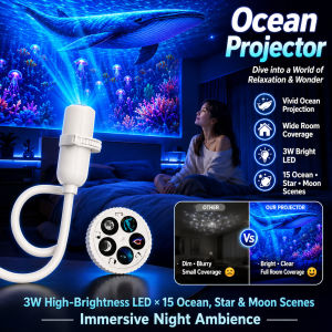 【Creative Projection Light】 Deep Sea Theme Night Lamp for Kids Bedroom Decor Underwater World Soft GlowProjection Soothing Visual Effect / Relaxing Night Light
