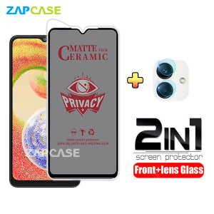 PAKET 2in1 Anti Gores Layar Privacy Samsung A04 Free Tempered Glass Camera Lens