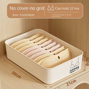 JIYAN2866 with Cover Underwear Storage Box 10/15 Grids Case Classification Wardrobe Storage Box Orderly Stable Stacking Panties Socks Organizer for Home