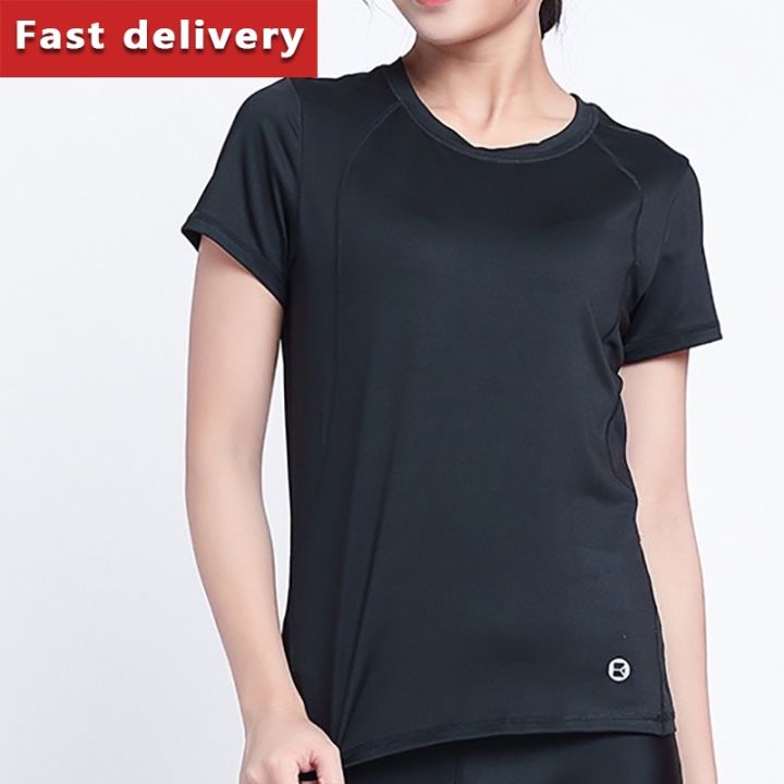 Freeshipping Women's Yoga Wear Stretch Sports T-shirt Quick-drying Running  Fitness Top Lazada PH