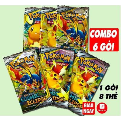 Combo 6 Túi Thẻ Bài pokemon Tcg Trading Card Game 1 Bộ 8 Lá - Đồ Chơi Trẻ Em
