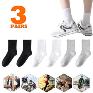 3Pairs Womens Cotton Socks Long Socks Soft Thin Breathable Moisture Wicking Outdoor Sports Socks for Women