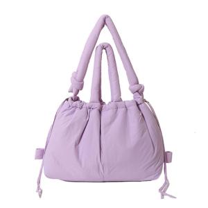 Women Puffer Crossbody Bag Solid Color Shoulder Bag Fashion Handbag Simple Backpack Large Capacity Messenger Bag