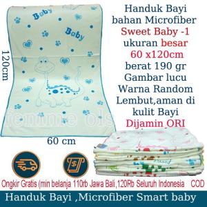 Floline Ols - Handuk Mandi Bayi /Peralatan Bayi mandi/ Handuk Micro Fiber Ukuran Besar 60x120 Smart Baby Stay At Home