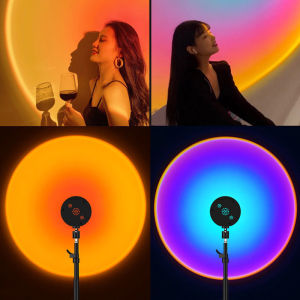 Sunset Lamp LED USB Lamp Projector Night Light Bedroom Living Room Wall Photography Sunset Light Birthday Party Decoration Portable Decorative Light