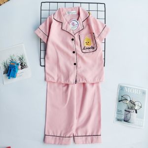 11-40kg Bộ pijama lụa tay ngắn quần dài bé trai bé gái mặc đẹp cao cấp 083