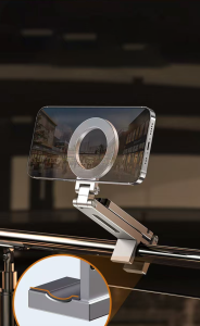 Giá đỡ kệ đỡ điện thoại từ tính gập xoay 360 độ để bàn kẹp thành bàn ô tô máy bay livestream selfile tự sướng