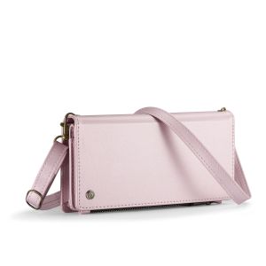 Universal Phone Pouch Plain Leather Mini Crossbody/Shoulder Bag Multi-Slot Card Holder Zipper Wallet Cell Phone Bag with Strap