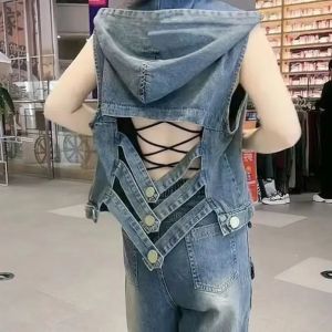 2026 autumn style backless fashion simple vest dopamine waste earth style lightweight sports thin design2026