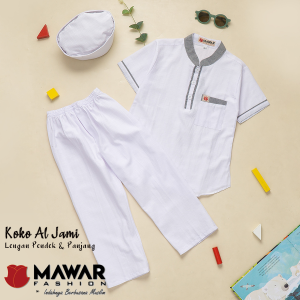 Mawar Fashion - Koko Turki Putih Mawar / Bahan Katun Callista / Koko Pakistan Putih Al Jami