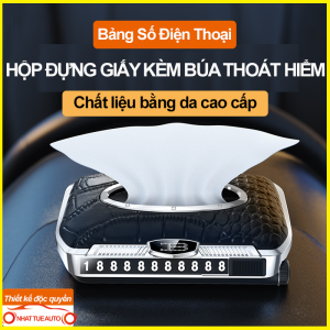 Hộp đựng khăn giấy bọc da cao cấp thiết kế sang trọng kèm thẻ ghi số điện thoại đỗ xe