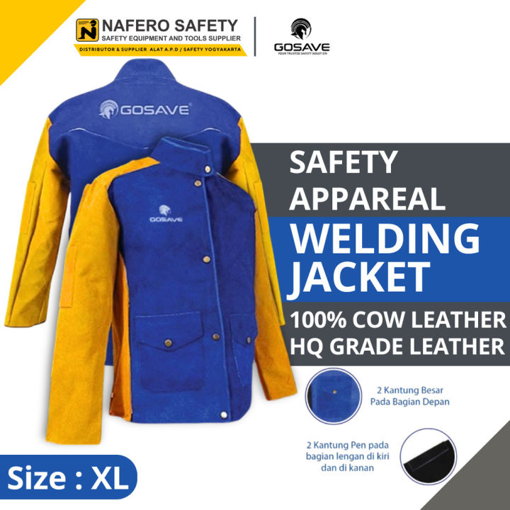 Jaket Las GPSAVE Welding Jacket GOSAVE Size XL Full Kulit Sapi