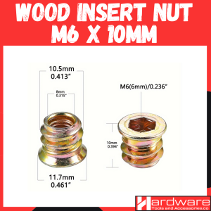 Wood Insert Nut Flanged Hexagon Wood Threaded Inserts Galvanized Carbon Steel Furniture Hardware Tools
