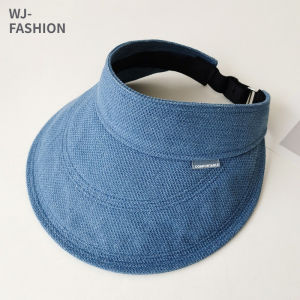 【WJ】Washed Denim Empty Top Hat for Women Foldable Sun Shading Duckbill Hat Portable Sunscreen Sun Hat