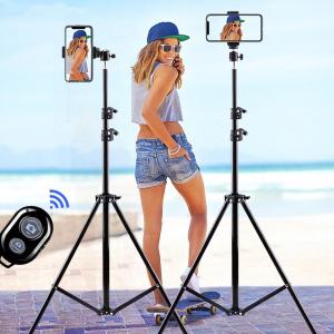Spot goods! Portable 210cm Tripod Adjustable Stand Live Camera Selfie Tripod Phone Holder 2.1m K3 with Bluetooth Shutter