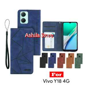 Vivo Y18 4G Case Flip magnet Casing Dompet Flip Cover Leather Premium Sarung Buku HP