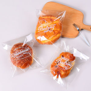 100Pcs Christmas Bread Packaging Bags Self Adhesive Disposable Bakery Bags for Cookies Donuts Sandwich Pastries