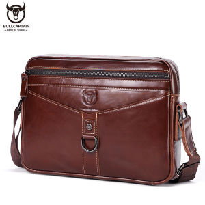 BULLCAPTAIN High Quality Leather Mens Messenger Bag Beautiful Business Casual 11 Inch Tablet Bag
