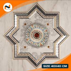 Ornamen Lampu Plafon Pvc Gypsum Grc Motif Kekinian SP 04 40x40Cm Fiting Hiasan Bingkai Ternit