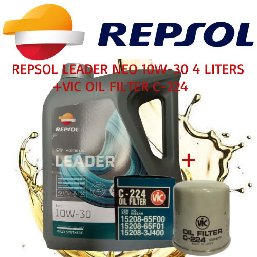 Repsol LEADER NEO 10W-30 4 LITERS+VIC OIL FILTER C-224 | Lazada PH