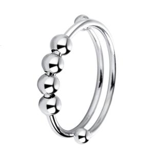 1x Fidget Anxiety Rings for Women Adjustable Open Fidget Ring Set with Seven Beads Rotatable Worry Ring for Girls Teen