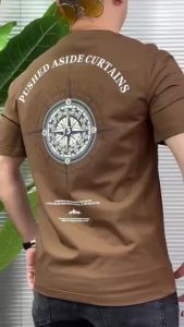 Casual Original Casual Original MenS Fashion Eagle & Compass Print Round Neck Short Sleeve Casual T-Shirt