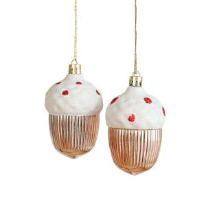 TEWUB 2Pcs Plastic Christmas Hanging Conch Ornament Snowman Star Hazelnut Christmas Pendant Durable Glittery Christmas Tree Pendant for Home